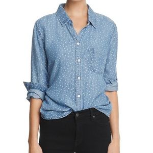 RAILS chambray heart print denim button up